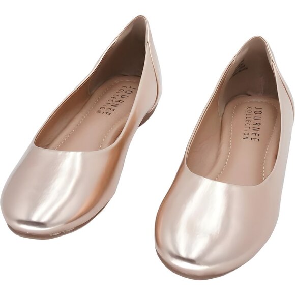 Journee Collection Metallic Ballet Flats Rose Gold - Women's US 8.5 N - Picture 5 of 6